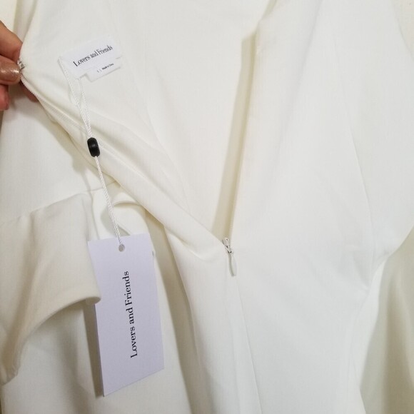 NWT Lovers + Friends Interstellar Gown Asymmetric Ruffled Maxi Dress White Small - Picture 4 of 11